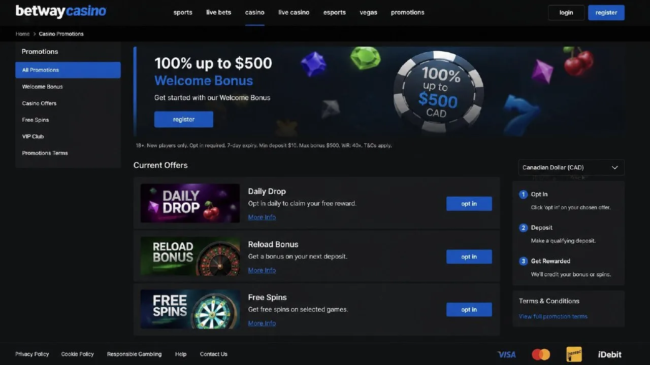 Betway Canada Guide — Where to check the current offer in CAD